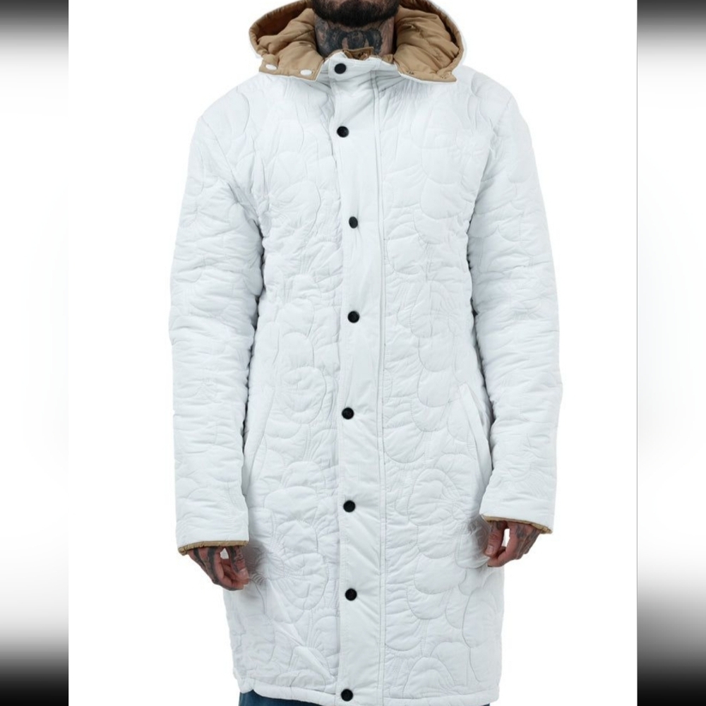 Men's (Unisex) REVERSIBLE Tan- White Puffer Coat Jacket Mens 3x, Womens‎ 4x NWT